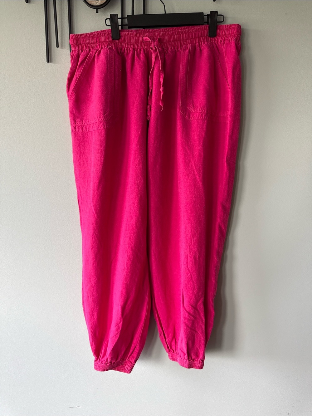 Ashley Stewart Hot Pink Drawstring Ankle Joggers